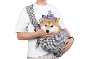 CYBERNOVA Small Pet Dog Cat Sling Carrier for 3-15lbs, Cool Fabric and with Pocket,Hand-Free Pet Bag Dog Cat Puppy Carry Bag for Travel and Walking Outdoor (Black and White Grid)