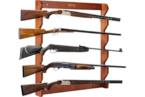 VEVOR Soporte de Pared para Pistola Estante de Madera para Rifle Estante para Rifle 5 Ranuras Carga 60 kg con Acolchado Suave Exhibición de Almacenamiento para Cabinas de Escopeta, Tienda, Casa