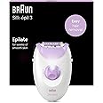 Braun Silk-épil 3 Epilator for Women for Long-Lasting Hair Removal, 20 Tweezer System, Smartlight Technology, UK 2 Pin Plug, 3-170, White/Purple