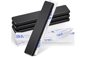 Wukong Mocne magnesy neodymowe 50 x 10 x 3 mm, 4 czarne magnesy z naklejkami, małe prostokątne magnesy neodymowe do kuchni, biura i magazynu