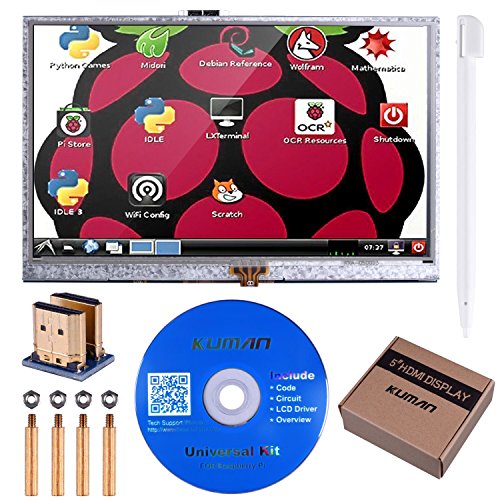 Kuman 5″ inch Resistive 800×480 HDMI TFT LCD Display Module with Touch panel SD card and Touch pen for Raspberry Pi 3 2 Model B RPi 1 B B+ A A+ SC5A - 5