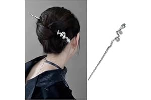 Dervivea Punk Serpente Capelli Bastone Forcina D'argento Serpente Capelli Spille Metallo Serpente Capelli Forcella Bastoni Lungo Serpente Forma Forcine Capelli Bacchette Capelli Decorativi