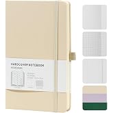 HOMEMARS A5 Notebook, White, 200 Pages, 100 g/m Journal, Sketchbook A5, A5 Notebook, Journal, Premium Thick Paper, Hardcover,