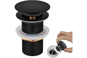 KAIYAYA Piletta Lavabo Bagno, Pop Up di Scarico Universale 66mm X G11/4, Valvola di Scarico Lavabo, Piletta Bidet Click Clack per Lavabi e Lavandini Sifone Bidet (Nero)