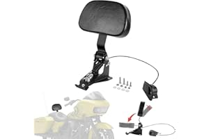 HUABRVE Adjustable Rider Backrest for Harley Touring 2009-later, Motorcycle Front Driver Back Rest Foldable Pad Seat Kit Compatible for Harley Davidson CVO Street/Road/Electra Glide Road King Ultra