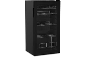 °CUBES BAR°CUBE 90L dryckeskylskåp med glasdörr & LED – tyst minikylskåp för burkar & flaskor – 90 L dryckeskylare med 4 variabla hyllor, energieffektivt & kompakt