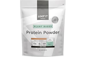 Marca Amazon - Amfit Nutrition Proteína en polvo de origen vegetal, caramelo salado, 900g