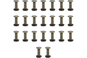 CANGCANG 20pcs rivets pour cuir,M5*15 vis chicago,vis de reliure chicago,rivet a visser,Rivets de Reliure à Tête Plate rivet cuir,Utilisé pour le bricolage en cuir Sac à vêtements, chaussures﻿(Bronze)