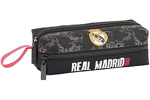 Safta- Manualidades/Escolares Unisex Adulto Estuche portatodo Triple de Real Madrid 'Black' 811924-823 Bagage pour Enfant, Multicolore, Talla única