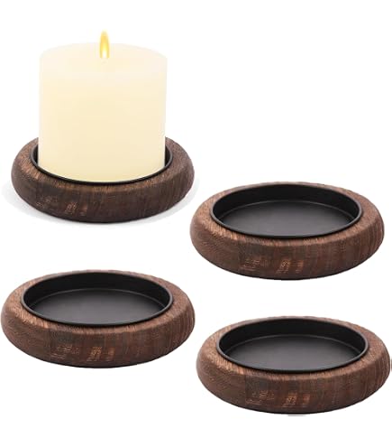 2 Soucoupes En Bois D'acacia Pour Bougies - Diamètre Max 8 Cm - Bougeoir Naturel Pour Bougies Piliers