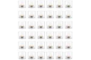 Nuptio Set di 36 Portacandele in Vetro Chiaro Votivo Portacandele da Tavolo 5.7cm di Larghezza Ideali per Feste Matrimoni Eventi Natalizi Aromaterapia e Uso Quotidiano