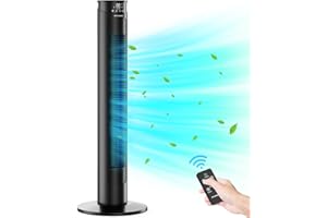 JERVAMNI Ventilateur Colonne, Ventilateur Tour Silencieux avec Télécommande, 5 Modes de Vent & 6 Vitesses, Oscillation de 70°, Minuterie de 12 Heures, Écran LCD - Idéal pour Maison/Bureau/Chambre/Cuisine Etc.
