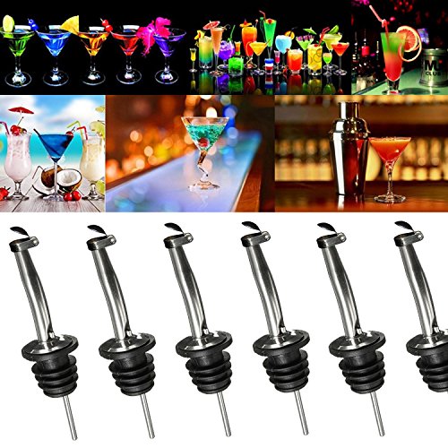 Flasche Ausgießer – Er kamhairaiog 10 Edelstahl-Likör ausgießtüllen Set für Wein-Likör Olivenöl Kaffee Sirup Essig Flaschen C - 6