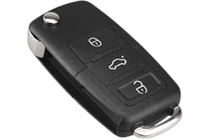 HooRLZ Volkswagen Key Fob Cover Replacement For Vw Golf Polo Seat Leon Passat Bora Toledo Skoda Octavia Jetta Remote Car Key Case Shell, 3 Button Vw Golf Key Fob - Without Blade