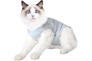 Dotoner Cat Professional Recovery Anzug, chirurgische Erholung Shirt für Bauchwunden Bandagen Kegel Alternative für Katzen nach Operationen medizinischer Anzug weiche Haustierkleidung Indoor(Blau,L)