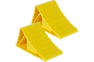 QWORK® 2 Pièces Cale De Roue Plastique 155x100x100 mm, Cales De Remorque, Adaptées Aux Remorques De Caravane, Jaune
