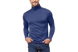 HOEFIRM Pull Col Roulé Hommes T-Shirts Pulls Homme Manches Longues Casual Base Slim Fit Hiver sous