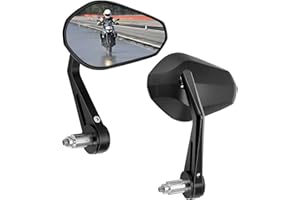 KEMIMOTO Lusterko wsteczne na kierownicę motocykla, 2 sztuki, certyfikat E, obracane o 360° lusterko na kierownicę, lusterko boczne 7/8" 22 mm, kompatybilne z skuterem ATV