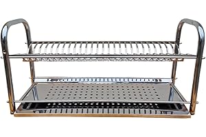 ESPOMASISHOP SCOLAPIATTI DA BASE, PARETE O APPOGGIO – Acciaio Inox AISI 430 Misure 40 50 60 70 80 cm Con o Senza Vaschetta Raccogligocce – Montaggio Facile – Made in Italy (60 cm con Raccogligocce)