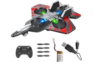 Colcolo RC Plane 2.4Ghz Remote Control Foam Airplane Toy, Quadcopter, Hovering, LED Light, 360 Flip Rotation Mode, 2 Speeds Adjustable, 6CH Roll Fixed Wing Aircraft Anti Falling Easy to Fly Adults