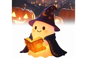 DEWPPXI Cute Ghost Reading Lamp, Ghost Reading Book Lamp, Halloween Decorative Ghost Reading Lamp, 3D LED Ghost Statue Night Light, Bookshelf Decoration for Readers and Book Lovers (15 cm, 1 Piece)