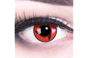 Meralens Lenti a Contatto Colorate Itachi Naruto rosso nero - Heroes Of Cosplay con porta lenti a contatto - ideali per Manga Anime Sharingan Halloween – Durata 1 Anno - 1 Coppia senza correzione