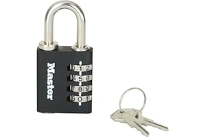 Master Lock 7641EURDBLK Cadenas à combinaison et clé de secours pour un usage intérieur, 78 x 40 x 16 mm