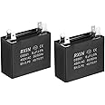 sourcing map Ceiling Fan Capacitor CBB61 6uF 450V AC Double Insert Metalized Polypropylene Film Capacitors 47x20x37.5mm for Water Pump Motor Generator, Pack of 2