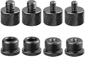 TSUWNO 8 Stück Gewindeadapter für Stativ, Mikrofonständer & Kamerahalterung - 3/8 zu 5/8, 5/8 zu 3/8 & 5/8 zu 1/4 Schrauben, sowie 1/4 zu 5/8 - passend für Lampenstative & Kamerastativadapter.