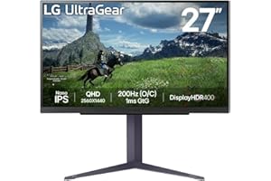 LG Ultragear™ 27GS85Q-B Ecran PC Gaming 27" - Dalle IPS résolution QHD (2560x1440), 1ms 180Hz (200Hz O/C), DisplayHDR™ 400, DCI-P3 98% (CIE1976), AMD FreeSync, Compatible NVIDIA G-Sync