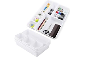 VAVICRAP 16 Stück Schubladen Ordnungssystem Büro 3 Mittlere Stile Schubladen Organizer Küche Drawer Organiser System für Make-up Schreibtisch Badezimmer Büro Küche-weiß