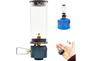 Yaoliucp Gaslykta, gaslykta med drömskt levande ljus med värmebeständigt glas, ga med justerbar ventil, gasljus för camping och vandring, gaslykta