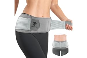 COMFORCE Sacroiliac SI Gelenk-Hüftgurt mit Eisbeutel, doppelt verstellbar und Kompression, Trochanter, Hüftstütze für Damen und Herren, bei Ischiasschmerzen, Becken, Taille, Lendenwirbelentlastung