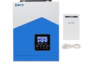 POWLAND 3KVA 2400W Hybrid Solar Wechselrichter netzunabhängiger Wechselrichter Reiner Sinus DC 24V zu AC 230V PWM 50A Solar Laderegler Max PV 1200W Eingang 80Voc