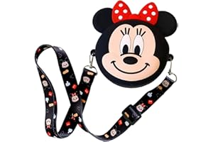 WOPIN Minnie Mouse Umhängetasche für Kinder, ZHULIA – Niedliche Cartoon-Silikon-Mini-Kindergeldbörse, Cartoon-Minnie-Umhängetasche mit verstellbarer Riemenlänge für Kindergeschenke, Geburtstagsgeschenke