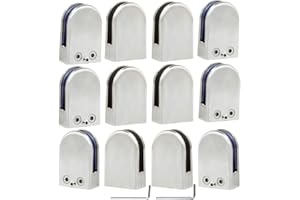 Discoball 12 x (10-12mm) 304 Stainless Steel Glass Clamp Clip for Stair Window (12-Pack) - Upgraded