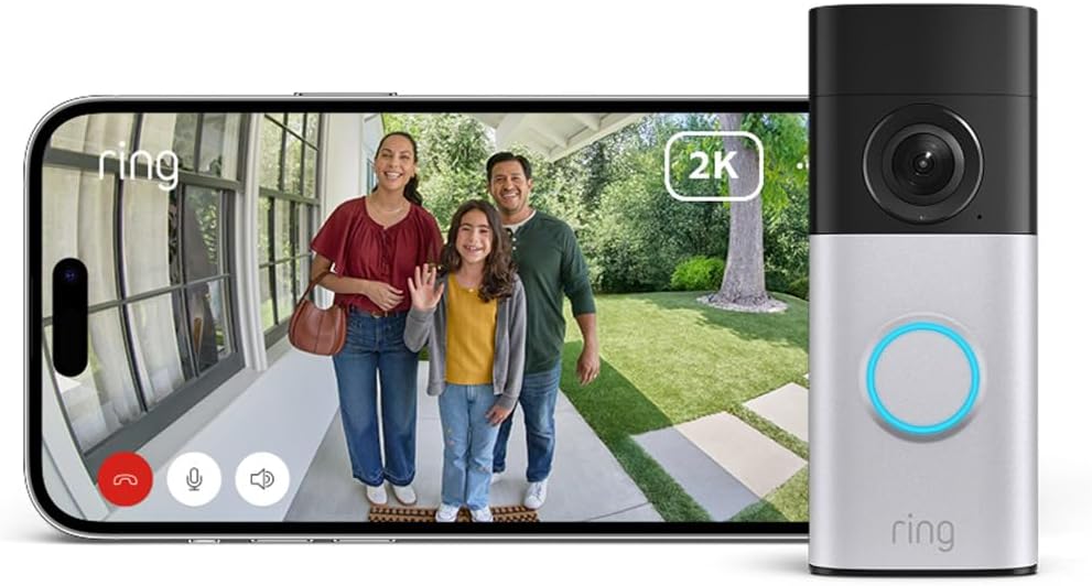 Ring Wired Video Doorbell 2K Plus, sonnette vidéo filaire (nouvelle génération), Sonnette vidéo, Retinal 2K, Large champ de vision, Essai gratuit de 30 jours de l'abonnement Ring