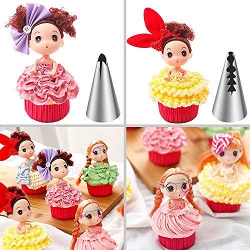 8 Russische Tulip Blume Spritzbeutel Düsen Barbie Prinzessin Rock Kleid Kuchen Dekoration Tipps DIY Teig Werkzeug & #-; 1 Silikon Spritzbeutel & #-; 1 Kupplung - 8