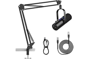 Ortizan XLR/USB Dynamische Mikrofone, Gaming Mikrofon mit Stummschalttaste und Arm, Hall-Effekten, Rauschunterdrückung, Kopfhöreranschluss, Podcast Mikrofon für Streaming/Aufnahmen/Gesang - Schwarz