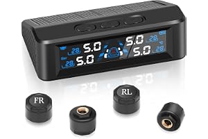 Avutrel TPMS däcktrycksövervakningssystem, sol-/USB-laddning, In-Cab varningar, temperaturlarm, för husbil, sedan, SUV, MPV