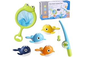 Zabawki do kąpieli, Blumacht Zabawka do kąpieli dla niemowląt, magnetyczna gra wędkarska z siatką, zabawka do kąpieli z pływającymi zabawkami dla dzieci w wieku 2, 3, 4, 5, 6 lat