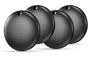 AICPAN Android Smart Tag Negro 4 Pack - Localizador Bluetooth Tracker Funciona con Apple Buscar y Google Find My Device, Rastreador GPS Impermeable para Llaves, Carteras y Maletas, Batería Reemplazable