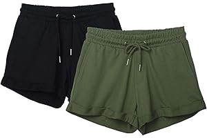 icyzone Short de Sport Femme Pantalon Court pour Jogging Fitness, Short d'entraînement décontracté, Lot de 2