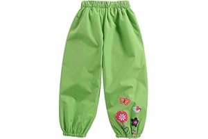 FAIRYRAIN Little Kids Girls Waterproof Lightweight Flower Rain Pants