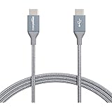 Amazon Basics - Verbindungskabel, USB Typ C auf USB Typ C, USB-2.0-Standard, doppelt geflochtenes Nylon, 1,8 m, Dunkelgrau