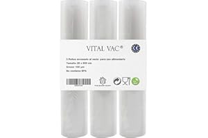 Vital VAC Rouleaux de Mise sous Vide Alimentaire | 3 Rouleau 28 x 500 cm | pour Machine de Mise sous Vide | Valables pour Conservation, Congélation, Micro-Ondes