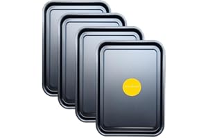 4-Pack Essential 35cm Baking Tray Set - Non-Stick Oven Trays Teflon™ Coated for Baking & Roasting Durable, Dishwasher Safe & Stackable Bakeware for Easy Cleaning & Space-Saving Storage by KITCHENEUR®