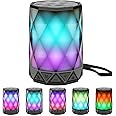 LFS Portable Bluetooth Speaker with Lights, Night Light LED Wireless Waterproof Speaker, Multicolor LED Auto-Changing, Micro SD Card TWS Wireless Stereo Pairing, for Outdoor, Travel, Home