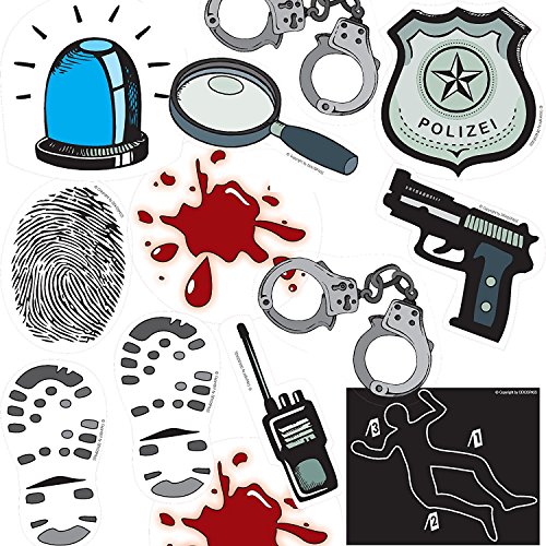 78-teiliges Deko-Set * POLIZEI * für Kindergeburtstag und Motto-Party / mit LED-Blaulicht + Tischdecke + Girlande + Partyhütchen + Konfetti + Luftschlangen + Luftballons / Kinder Geburtstag Polizisten - 6