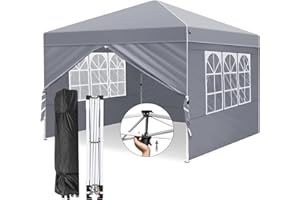 Zarfmiya Pavillon 2.5x2.5 Faltpavillon | Robust & Wasserdicht | UV-Schutz 50+ | Mit schnellem Pop-up-Klicksystem | Verdickte Metallbeine 0,6 mm|Vielseitiges Outdoor Partyzelt inkl. Rolltasche-Grau